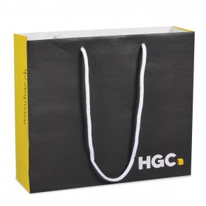 Papiertragtasche gelb / schwarz